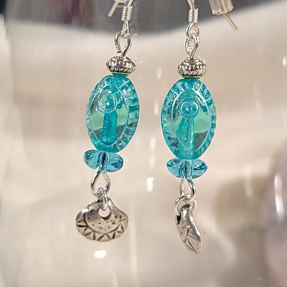 Etched Czech Glass Earrings